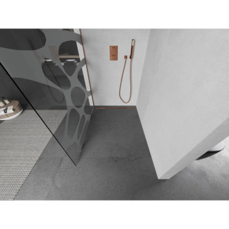 Mexen Kioto Walk-in sprchová stěna 80x200, bílý vzor, kartáč. měď 800-080-101-65-97