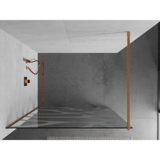 Mexen Kioto Walk-in sprchová stěna 80x200, bílý vzor, kartáč. měď 800-080-101-65-97