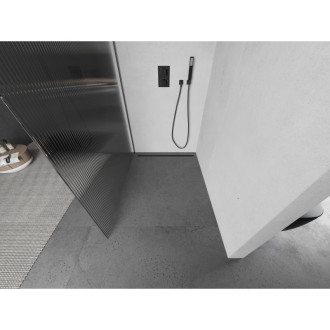 Mexen Kyoto Walk-in sprchová stěna 70 x 200 cm, pruhy 8 mm, pistolová šedá kartáčovaná - 800-070-101-66-09