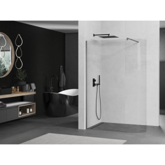 Mexen Kyoto zaoblená sprchová stěna Walk-in 100 x 200 cm, transparentní 8 mm, pistolová šedá kartáčovaná - 800-100-101-66-06