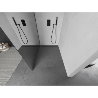 Mexen Kioto Walk-in sprchová stěna 80x200, 8 zrcadlo, šedá kartáč. 800-080-101-66-50