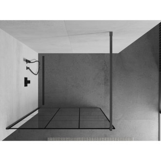 Mexen Kioto Walk-in sprchová stěna 120x200, černý vzor, šedá kartáč. 800-120-101-66-77