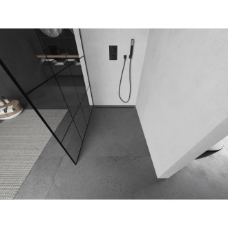 Mexen Kioto Walk-in sprchová stěna 130x200, černý vzor, šedá kartáč. 800-130-101-66-77