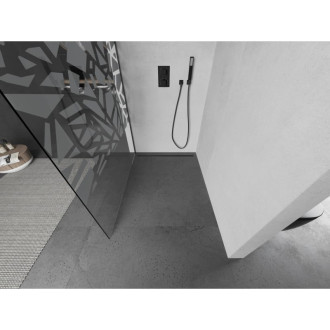 Mexen Kioto Walk-in sprchová stěna 110x200, bílý vzor, šedá kartáč. 800-110-101-66-85