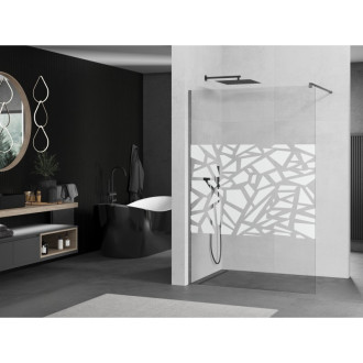 Mexen Kioto Walk-in sprchová stěna 140x200, bílý vzor, šedá kartáč. 800-140-101-66-85