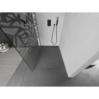 Mexen Kioto Walk-in sprchová stěna 140x200, bílý vzor, šedá kartáč. 800-140-101-66-85