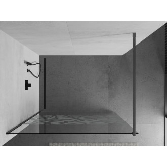 Mexen Kioto Walk-in sprchová stěna 140x200, bílý vzor, šedá kartáč. 800-140-101-66-85
