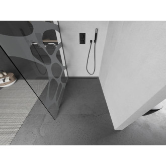 Mexen Kioto Walk-in sprchová stěna 100x200, bílý vzor, šedá kartáč. 800-100-101-66-97