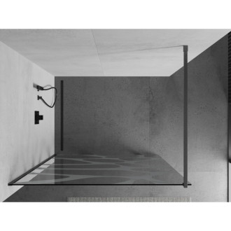 Mexen Kioto Walk-in sprchová stěna 100x200, bílý vzor, šedá kartáč. 800-100-101-66-97