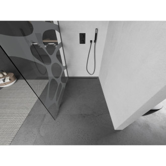 Mexen Kioto Walk-in sprchová stěna 120x200, bílý vzor, šedá kartáč. 800-120-101-66-97