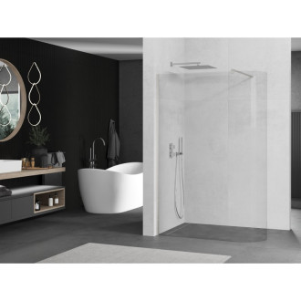 Mexen Kyoto zaoblená sprchová stěna Walk-in 100 x 200 cm, transparentní 8 mm, kartáčovaný nikl - 800-100-101-97-06