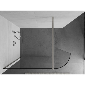 Mexen Kyoto zaoblená sprchová stěna Walk-in 100 x 200 cm, transparentní 8 mm, kartáčovaný nikl - 800-100-101-97-06