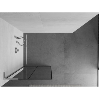 Mexen Kyoto L Walk-in sprchová stěna 80 x 200 cm, černý vzor, chrom - 800-080-103-01-77