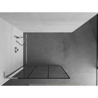Mexen Kyoto L Walk-in sprchová stěna 110 x 200 cm, černý vzor, chrom - 800-110-103-01-77