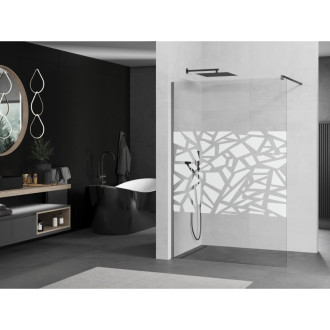 Mexen Kioto Walk-in sprchová stěna 100x200 cm, bílý vzor 8, kov 800-100-101-95-85