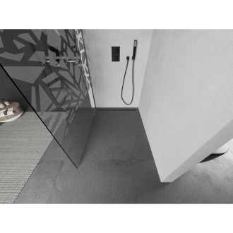 Mexen Kioto Walk-in sprchová stěna 100x200 cm, bílý vzor 8, kov 800-100-101-95-85