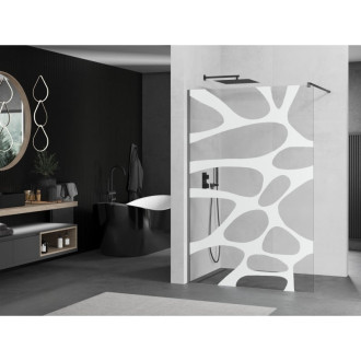 Mexen Kioto Walk-in sprchová stěna 80x200 cm, bílý vzor 8, kov 800-080-101-95-97