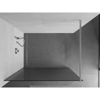 Mexen Kyoto Walk-in sprchová stěna 100 x 200 cm, 8 mm pruhy, kartáčovaný nikl - 800-100-101-97-09