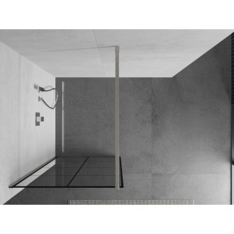 Mexen Kioto Walk-in sprchová stěna 80x200, černý vzor, kartáč. nikl 800-080-101-97-77