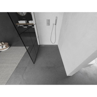 Mexen Kioto Walk-in sprchová stěna 120x200, černý vzor, broušený nikl 800-120-101-97-77
