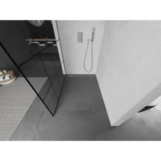 Mexen Kioto Walk-in sprchová stěna 150x200, černý vzor, kartáč. nikl 800-150-101-97-77