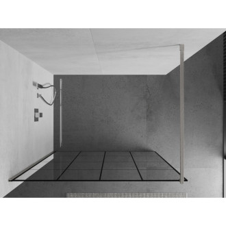Mexen Kioto Walk-in sprchová stěna 150x200, černý vzor, kartáč. nikl 800-150-101-97-77