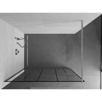 Mexen Kioto Walk-in sprchová stěna 100x200, černý vzor, broušený nikl 800-100-101-97-78