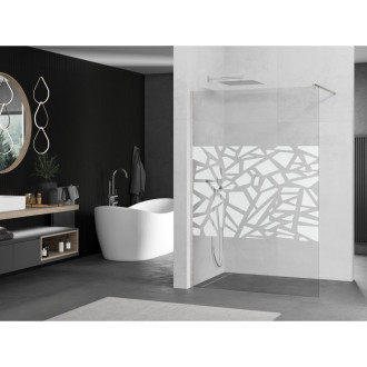 Mexen Kioto Walk-in sprchová stěna 120x200, bílý vzor, kartáč. nikl 800-120-101-97-85