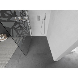 Mexen Kioto Walk-in sprchová stěna 120x200, bílý vzor, kartáč. nikl 800-120-101-97-85