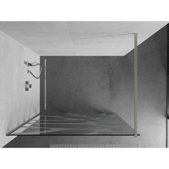 Mexen Kioto Walk-in sprchová stěna 90x200, bílý vzor, kartáč. nikl 800-090-101-97-97