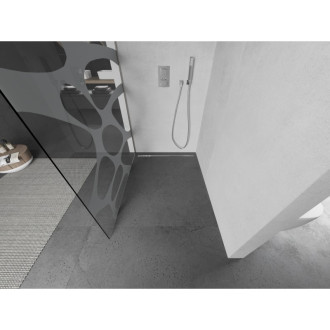 Mexen Kioto Walk-in sprchová stěna 130x200, bílý vzor, kartáč. nikl 800-130-101-97-97