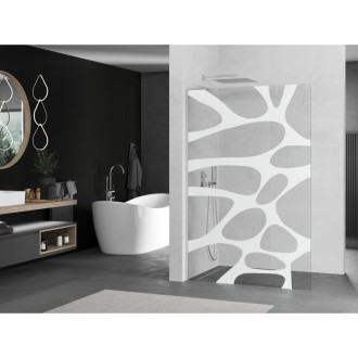 Mexen Kyoto L Walk-in sprchová stěna 80 x 200 cm, bílý vzor, chrom - 800-080-103-01-97