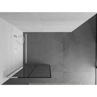 Mexen Kyoto L Walk-in sprchová stěna 90 x 200 cm, černý vzor, bílá - 800-090-103-20-77