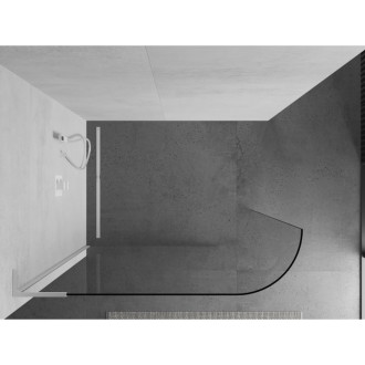 Mexen Kyoto L zaoblená Walk-in sprchová stěna 100 x 200 cm, transparentní, bílá - 800-100-103-20-06