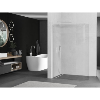 Mexen Kyoto L zaoblená Walk-in sprchová stěna 110 x 200 cm, transparentní, bílá - 800-110-103-20-06