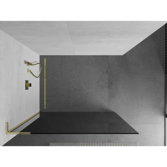 Mexen Kyoto L Walk-in sprchová stěna 100 x 200 cm, grafit, zlatá - 800-100-103-50-40