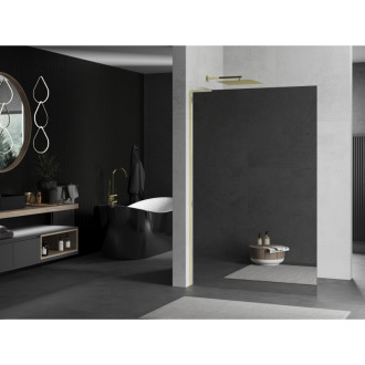 Mexen Kyoto L Walk-in sprchová stěna 90 x 200 cm, zrcadlo, zlatá - 800-090-103-50-50