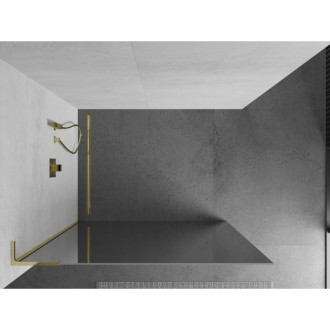 Mexen Kyoto L Walk-in sprchová stěna 90 x 200 cm, zrcadlo, zlatá - 800-090-103-50-50