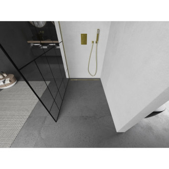Mexen Kyoto L Walk-in sprchová stěna 120 x 200 cm, černý vzor, zlatá - 800-120-103-50-78