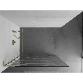 Mexen Kyoto L Walk-in sprchová stěna 80 x 200 cm, bílý vzor, zlatá - 800-080-103-50-97