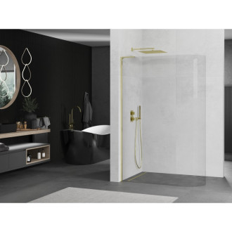 Mexen Kyoto L zaoblená Walk-in sprchová stěna 90 x 200 cm, transparentní, zlatá - 800-090-103-50-06