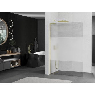Mexen Kioto L Walk-in sprchová stěna 100x200 transp/mráz, broušené zlato 800-100-103-55-35