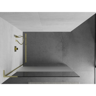 Mexen Kioto L Walk-in sprchová stěna 100x200 transp/mráz, broušené zlato 800-100-103-55-35