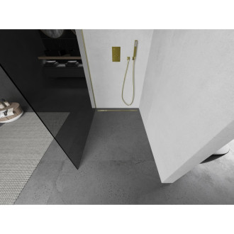 Mexen Kioto L Walk-in sprchová stěna 100x200 cm, grafit, broušené zlato 800-100-103-55-40
