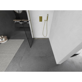 Mexen Kioto L Walk-in sprchová stěna 80x200, černý vzor, broušené zlato 800-080-103-55-77