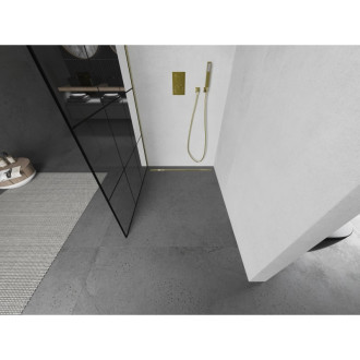 Mexen Kioto L Walk-in sprchová stěna 120x200, černý vzor, broušené zlato 800-120-103-55-77