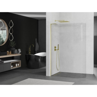 Mexen Kyoto L zaoblená sprchová stěna Walk-in 80 x 200 cm, transparentní, broušené zlato - 800-080-103-55-06