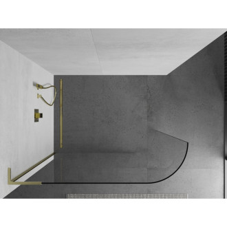 Mexen Kyoto L zaoblená sprchová stěna Walk-in 80 x 200 cm, transparentní, broušené zlato - 800-080-103-55-06