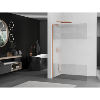 Mexen Kioto L Walk-in sprchová stěna 100x200, transp./mráz, růžové zlato 800-100-103-60-35