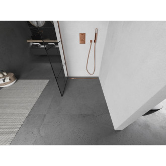 Mexen Kioto L Walk-in sprchová stěna 80x200 cm, černý vzor, růžové zlato 800-080-103-60-77